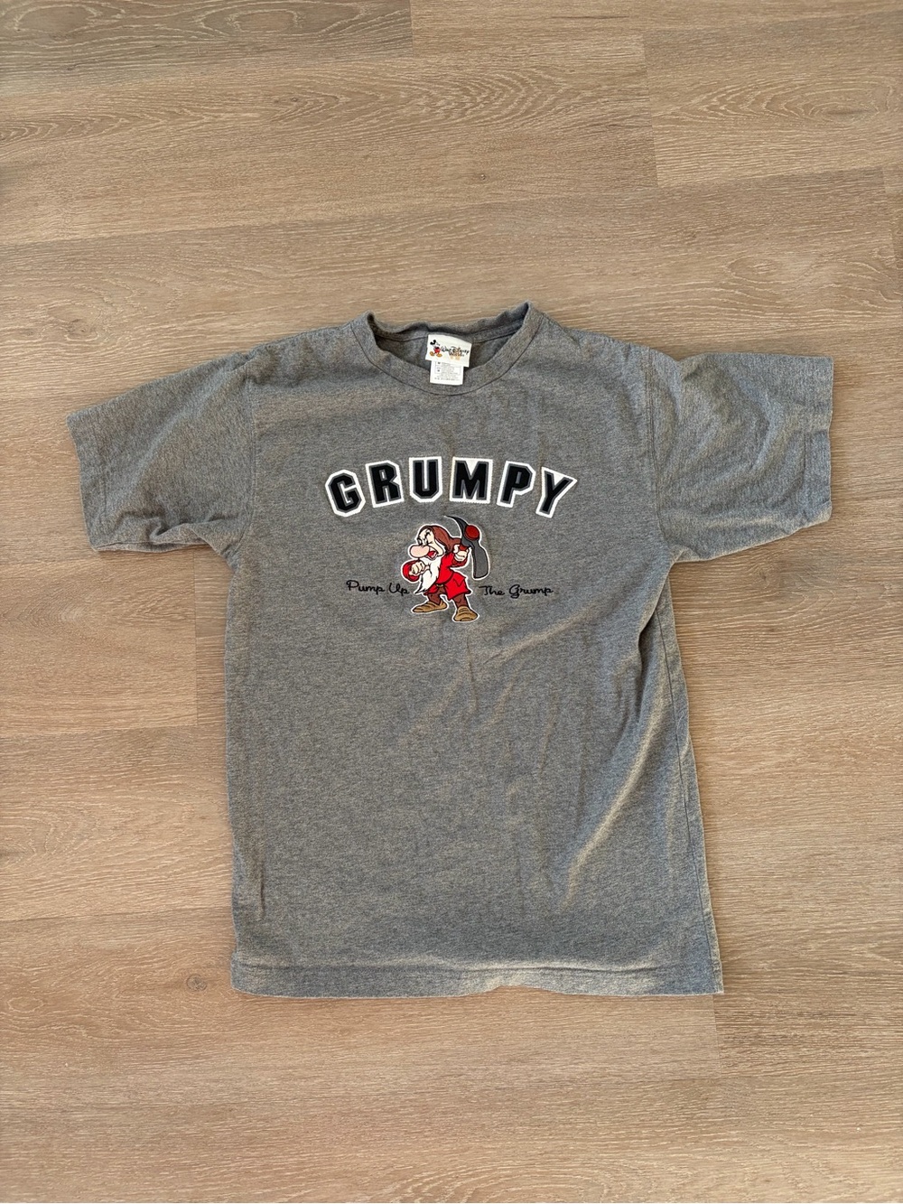 Disney Gray Grumpy Dwarf Tee with Red Accent